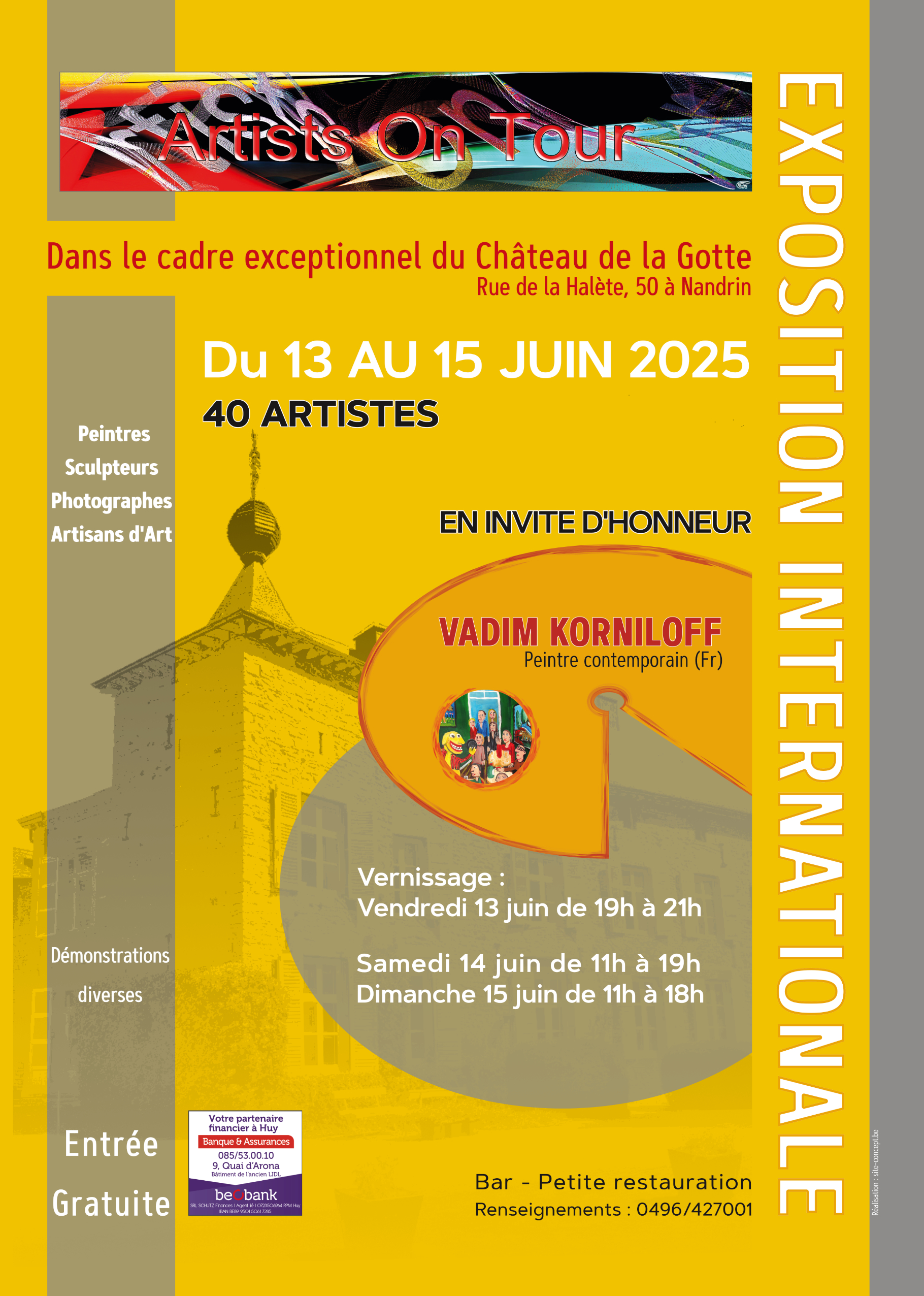 Affiche. Nandrin. Artists on Tour. 40 artistes - Peintres, sculpteurs, photographes, artisants d|art. Vadim Korniloff - peintre contemporain en invité d|honneur. 2025-06-13